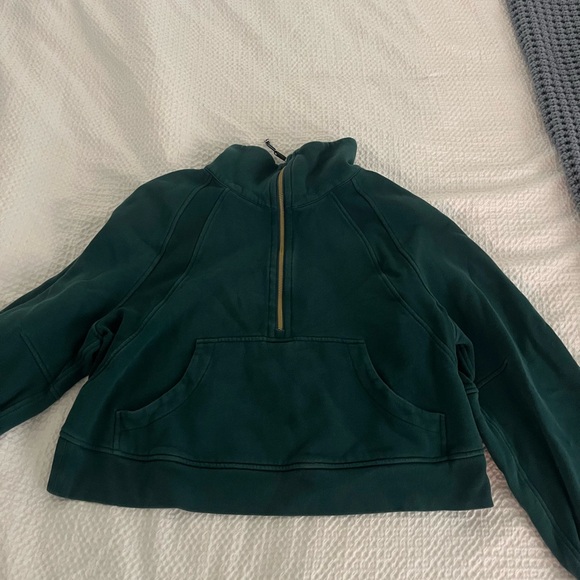 Lululemon Scuba Oversized Funnel Neck Half Zip *Gold Zipper Storm Teal - Picture 2 of 4
